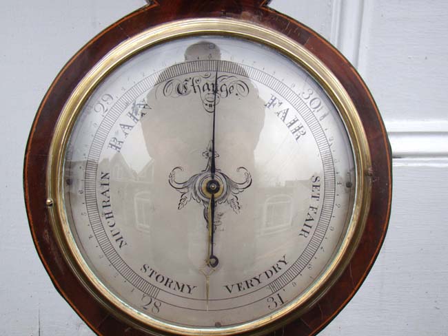 A 19th century mahogany veneered banjo barometer by Anthony Pozzi circa 1830-1850 — image 4